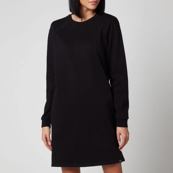NEW Superdry Women's Rib Insert Dress Black Pockets Size 10 - Picture 1 of 10